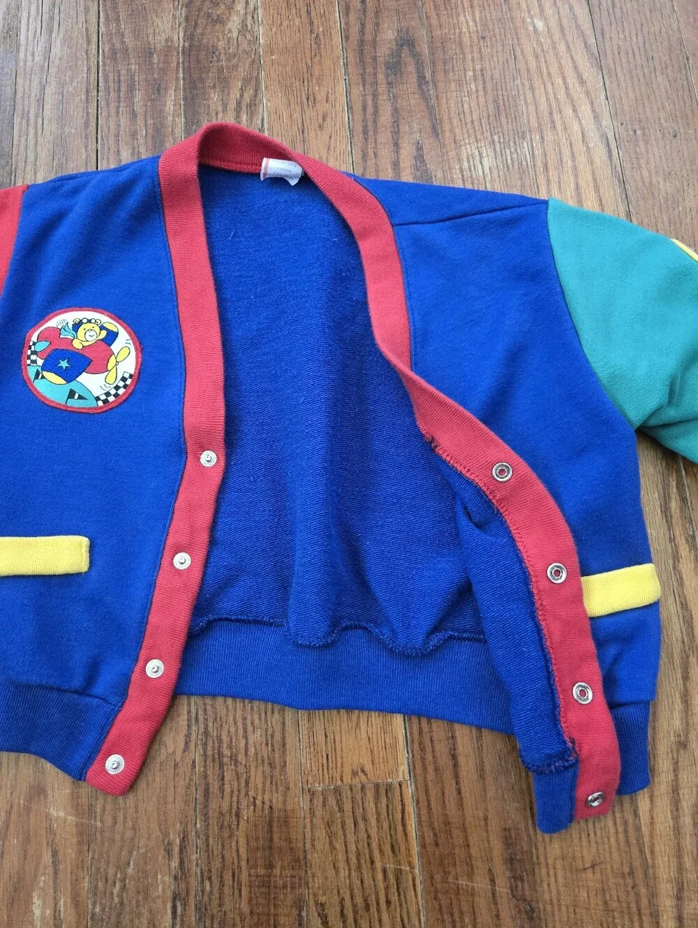 VTG Toddler 4T Matched Set Checked Suspender Pants Jacket Airplane Colorblock